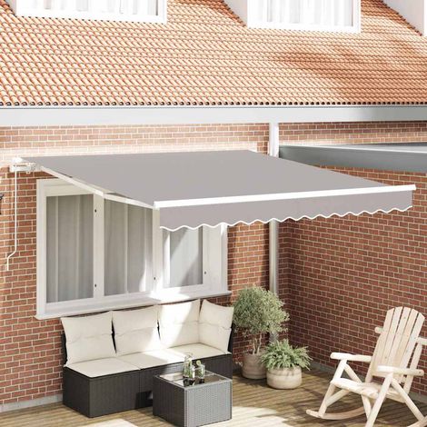 Toldo Retráctil Manual Gris claro 350 x 250 cm tela
