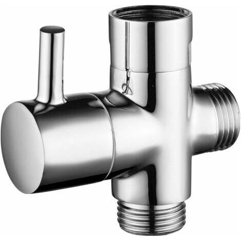 Robinet de douche en laiton de type partiel avec raccord en T, inverseur de bras de douche à trois voies G1/2", robinet de douche universel à trois voies, laiton chromé, convient aux cuisines et salle (1/5)