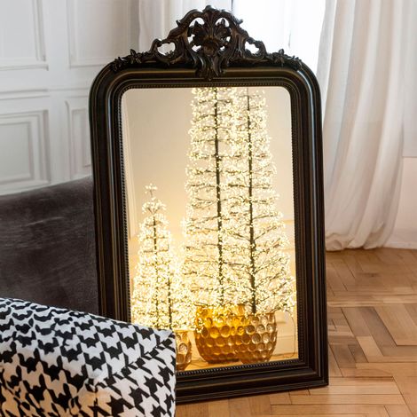 Miroir mural à moulures 87x11x144 cm en bois noir