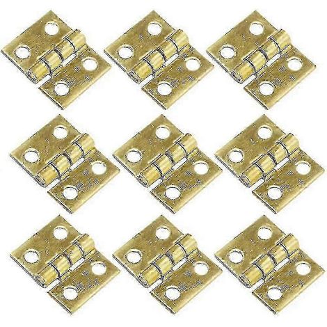 Charnières miniatures en laiton Hjyang pour boîte à bijoux avec vis, petites charnières pour meubles et armoires en bois, 10 x 8 mm (50 pièces, Go KHK z) (1/5)