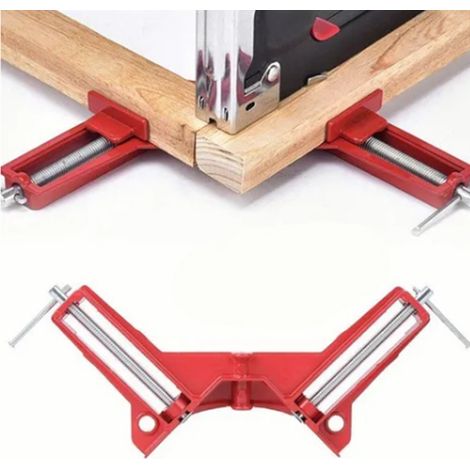 Clip fijo de ángulo de 90° para marcos de fotos y acuarios – Juego de 4 piezas fabricado en aleación de aluminio rojo – Multifuncional para proyectos de bricolaje y carpintería. (1/5)