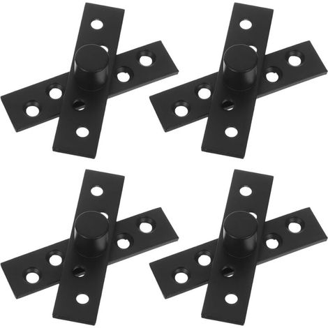 Set di 4 cerniere pivotanti centrali invisibili in acciaio inox nero, rotazione a 360° per porte, cerniere pivotanti discrete e silenziose, sistema di ferramenta
