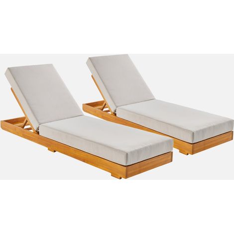 Set di 2 lettini prendisole in acacia e poliestere, 3 posizioni (1/5)