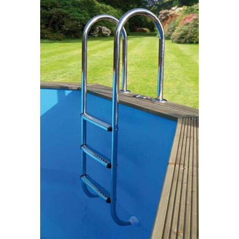 Ubbink – Échelle inox pour piscine – Acier inoxydable – Accès sécurisé pour piscines hors sol et enterrées – Dimensions optimales pour installation facile