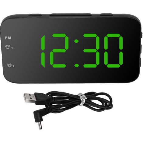 Jeffergarden Réveil numérique LED, horloge de bureau Portable avec Snooze, pour chambre à coucher, maison, voyage, vert (1/4)