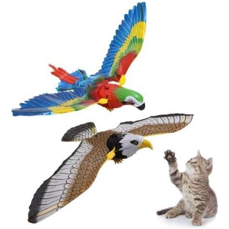 2 pièces oiseau volant jouet pour chat simulation oiseau interactif jouet pour chat électronique son oiseau jouets électrique (1/5)
