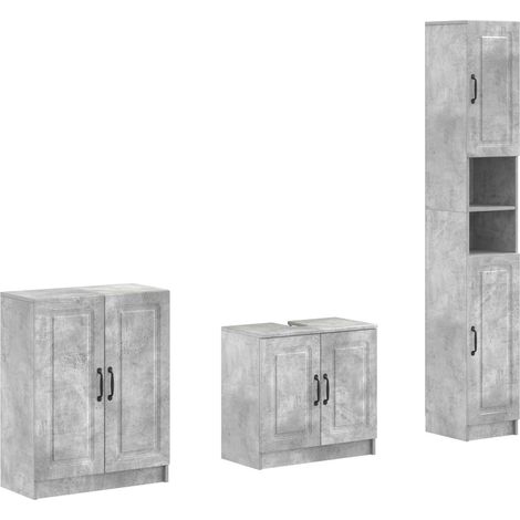 vidaXL Set di armadietti da bagno in 3 pezzi UTRECHT Grigio Cemento (1/5)