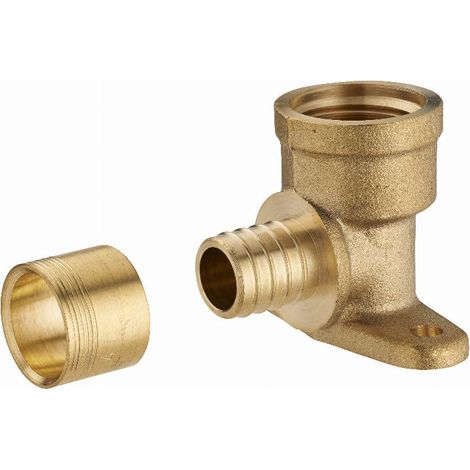 Codo deslizante para tubo PER NOYON & THIEBAULT - Ø 16 mm hembra atornillable F1/2' (15x21) 2 agujeros para montaje en pared Anillo de latón - 3191-1516L1