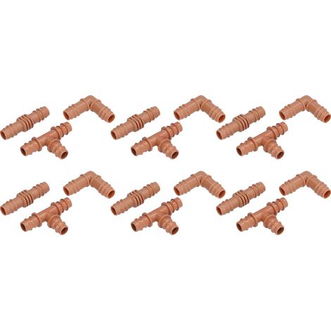 18-teiliges Bewässerungs-Fittings-Set, braune Wasser-Schlauchkupplungen für 16-mm-Rohre (1/5)