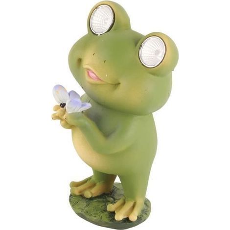 Statue de jardin Grenouille solaire - Résine - 15x8x8 cm - Vert (1/4)