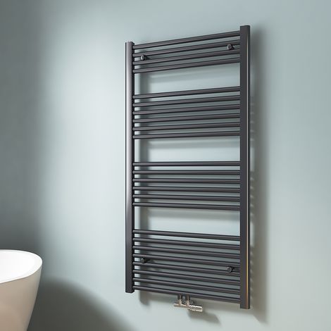 EMKE Secador de toallas de agua caliente, Radiador toallero con conexión central  Antracita 120x60cm 598 Watts
