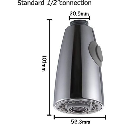 Zweifunktions-Küchenarmatur mit Ausziehbrause für Küchenspülen, 1/2"-Chrom-Brausekopf-Schnittstelle (1/4)
