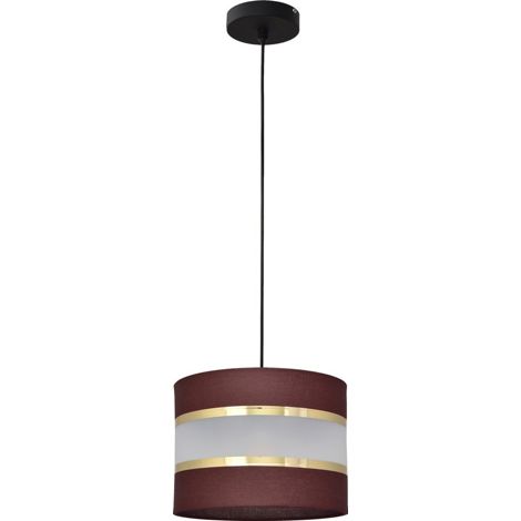 Helam HELEN Plafonnier Suspension Cylindrique Marron, Or, Noir 20cm