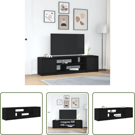 Rangement salon - Meuble TV chêne noir 188,5x41x50 cm bois d'ingénierie (1/5)