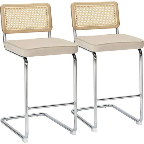 Lot de 2 chaises hautes en acier et velours beige (1/5)