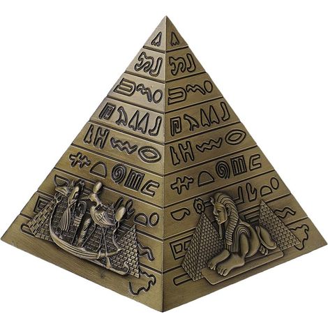 Statue Pyramide Égyptienne en Bronze, Figurine Métal Décoration Bureau, Salon, Chambre, Artisanat Artisanal (1/5)