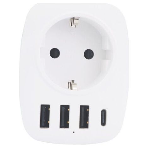 Prise USB Secteur Multiple, Chargeur USB Multiprises avec 1 Sortie AC, Chargeur TypeC, prise de conversion de réglementation allemande 3USB convertisseur de prise français allemand - (1/4)
