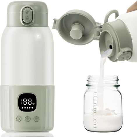 Portable Milk Warmer, 380ML Large Capacity Baby Bottle Warmer, Fast Heating, Long Lifespan Portable Bottle Warmer for Travel with Pasteurization