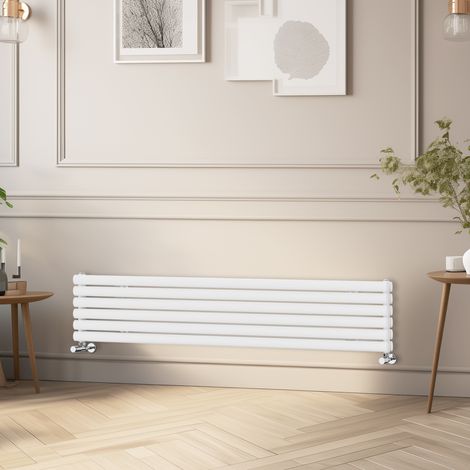 NRG Horizontal Vertical Oval Column Radiator Double Panel Rads White 1800x354 mm