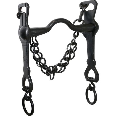 Morso portoghese a collo d'oca nero con aste fisse e barbozzale 15 mm