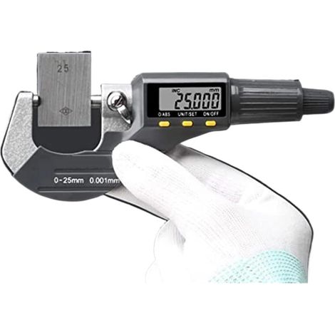 Micromètre Micromètre extérieur numérique 0-25 mm Outils de mesure d'épaisseur professionnels en pouces/métriques Résolution 0,00005"/0,001 mm (1/5)