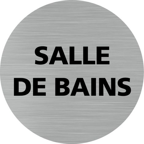 Pictogramme Salle de bains (Q0200).- Adhésif aspect aluminium brossé - Diamètre 83 mm (1/5)