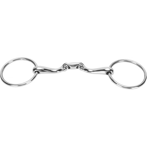 Mors à anneaux en O pour chevaux, flexible, en acier inoxydable poli, pour l'entraînement des chevaux de course (1/5)