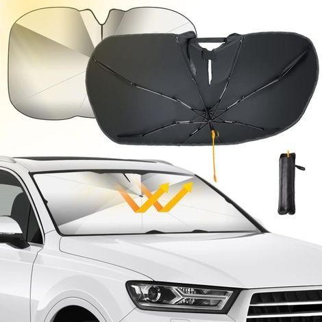 Pare-Soleil Voiture Pare-Brise Avant, Auto Pliable Pare-Brise-Soleil Parapluie Couverture avec 360° Réglable Flexible Tige, Pare-soleils De Protection UV Intérieur De Pare-Brise de Voiture