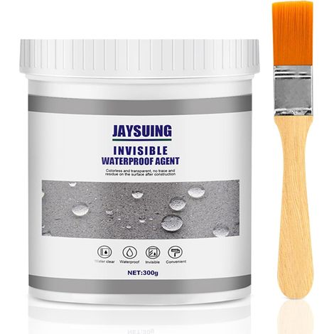 300g Invisible Waterproof Agent, Enduit Étanche Polyuréthane, Transparent Revêtement Liquide d'Étanchéité pour Toit, Murs, Salle de Bain, et Carrelage (1/5)