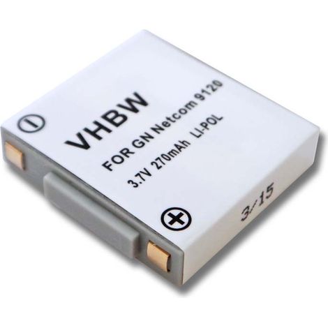 vhbw Akku kompatibel mit GN Netcom Jabra 9120, GN9120, 9125, GN9125, GN9120 Flex Wireless Headset Kopfhörer (270 mAh, 3,7 V, Li-Polymer)