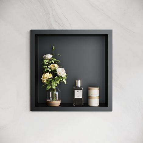 ELEGANT Shower Caddies 304 Stainless Steel Shower Niche, Wall-Inserted Niche, Black Sealed Waterproof Rust-Resistant Modern Design 30x30x10cm