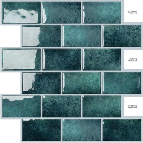 Vert Credence Adhesive Stickers Carreaux adhesif Adhesif Mural pour Cuisine Salle de Bain,(10-Pièces,30.5x 30.5cm) (1/4)