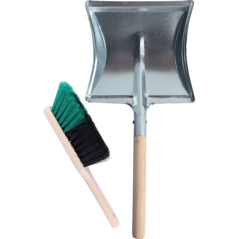 Garronda Kehrschaufel Set Kehrgarnitur aus Metall und Synthetik Handfeger mit kurzem Griff Kehrblech Kehrbesen für Haushalt nützliches Set Handfeger und Schaufel GD-0010 (Schwarz/Grün) (1/5)