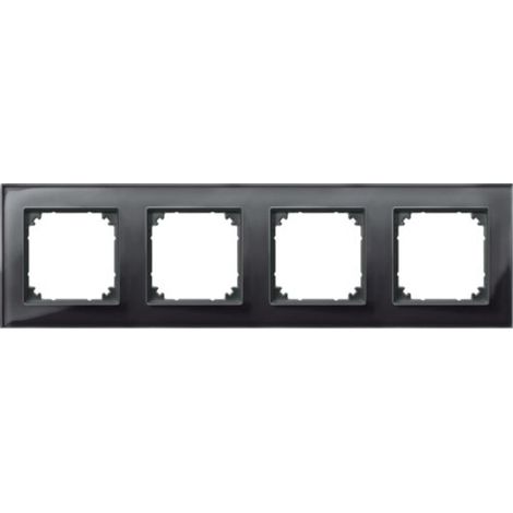 MERTEN 489403 M-PLAN CADRE EN VERRE VÉRITABLE, 4 PIÈCES, NOIR ONYX