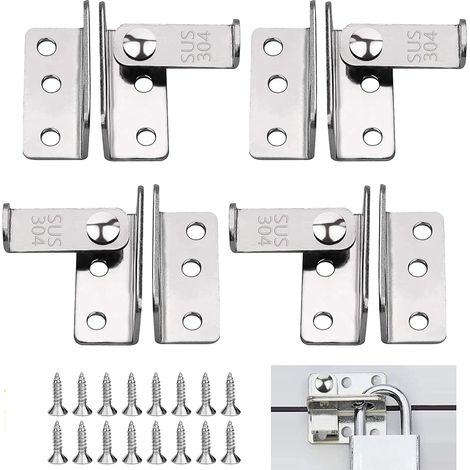Verrou à moraillon St, verrou de porte et de meuble en acier inoxydable 304 pour portes, fenêtres, meubles et animaux domestiques, antivol avec 16 vis (1/5)