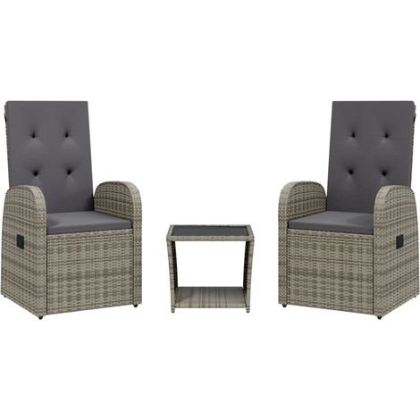 Maison Exclusive - Set da Pranzo da Giardino 3 pz con Cuscini in Polyrattan Grigio