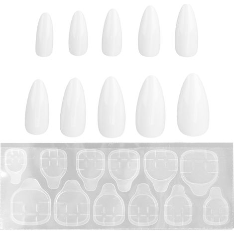 10 faux ongles en gel en forme de cercueil longs et brillants - Prêts à l'emploi pour une manucure parfaite - Lot de 10 pièces (1/5)