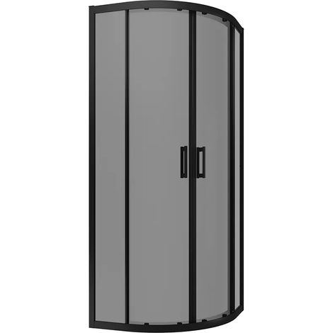 Box Doccia Semicircolare 75x75 cm Apertura Scorrevole Profili in Alluminio Nero Opaco Vetro 6mm Fumé h190 - Reversibile Mod. Java (1/5)
