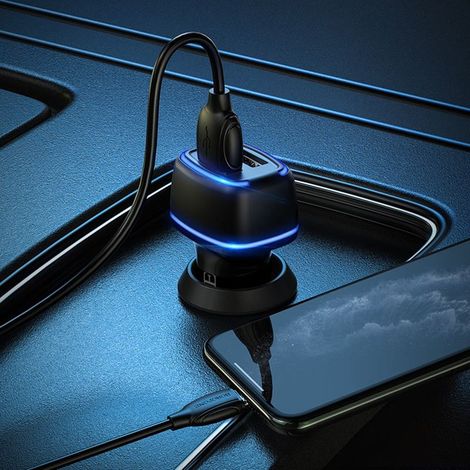 Chargeur De Voiture Q-dc51 Chargeur De Voiture Rapide Top-up Pd 20w Charge Rapide 3.0 2 Ports Usb Type-c (1/4)