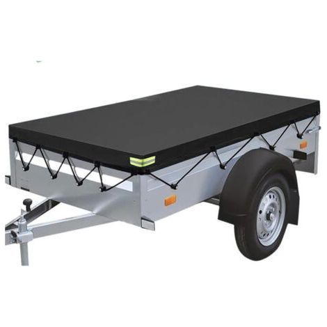 Bâche pour Remorque Noir 214 x 122 x 13 cm en Tissu Oxford - Imperméable, Coupe-Vent, Protection Solaire, Indéchirable (1/5)
