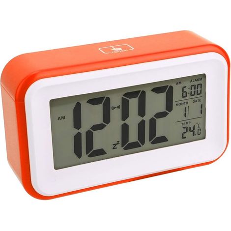 Réveil numérique électronique avec affichage température, multifonction, bureau (orange) (1/5)