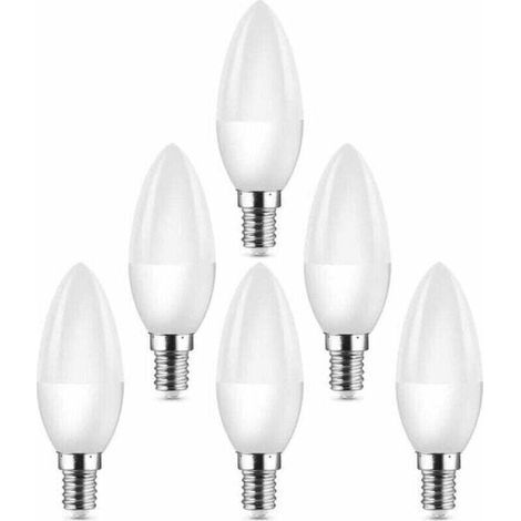 Petites ampoules LED à vis Edison E14 équivalentes à une ampoule halogène 40 W C37 400 lm 3000 K blanc chaud Lot de 6 (1/4)