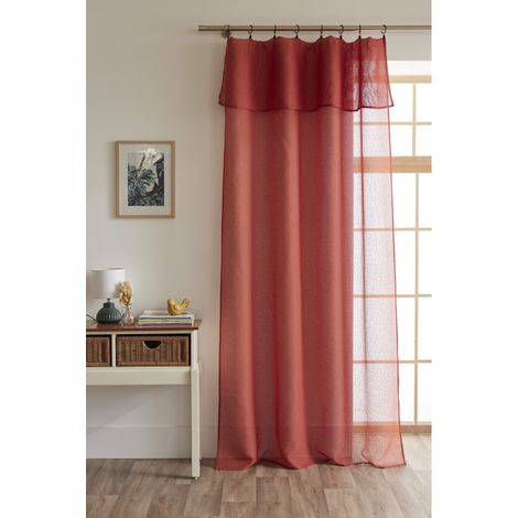Voilage ajustable + 8 anneaux pince 140 x 270 cm effet bouclette "Elda" Le fil d'Ariane - Elda Terracotta - (1/4)