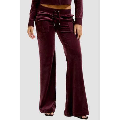 Pantaloni a vita bassa Juicy Couture Layla da donna, colore prugna, taglia S (1/5)