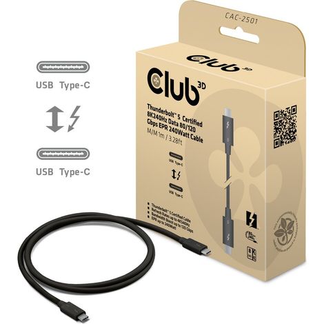 Club 3D Club3D Kabel Thunderbolt5 zertifi. 8K240Hz/ 80/120Gbps 1m retail (CAC-2501)
