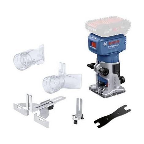 Bosch Professional 18V System GLF 18V-8 Fresadora de Cantos a batería (Brushless, 10.000-30.000 rpm. Pinzas de 6mm/ 8mm. 1,1 kg., Guía paralela y corte enrasado. 2 adaptadores Sin batería)