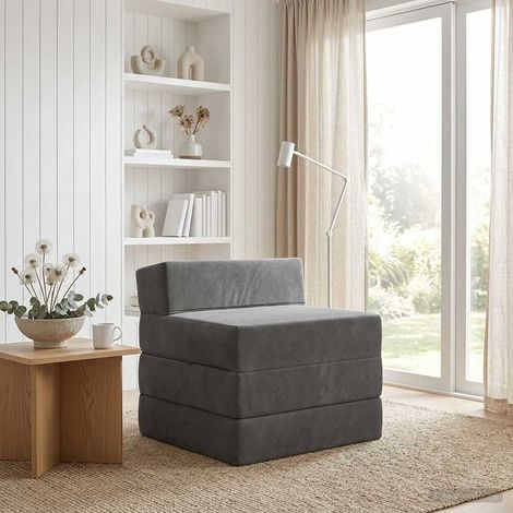 vidaXL Canapé-lit pliable Gris foncé 200 x 70 x 15 cm Velours