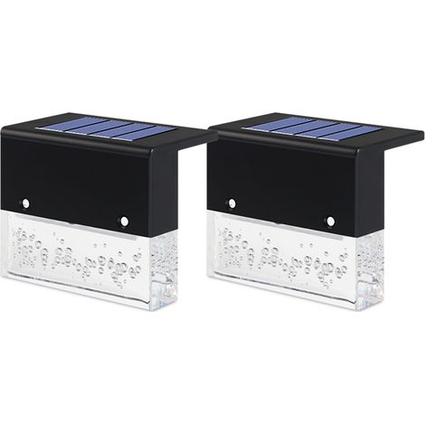 Lot Lampe Solaire Extérieure Lumière Paysage Chaud & RGB Changement de Couleur Déco Escaliers Patio 2 Pcs Blanc (1/5)