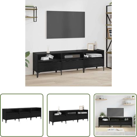 Holzschrank - TV-Schränk mit Schubladen Schwarz Eichen-Optik 150 x 30 x 45 cm (1/5)