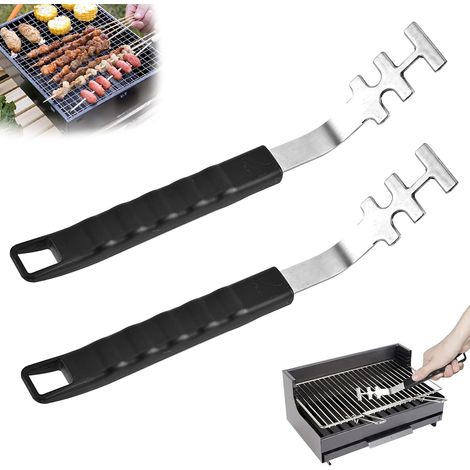 2 Pcs Outil Barbecue Multifonctionnel Résistant Chaleur Barbecue Acier Inoxydable Antidérapant Poignée Protection Universel Accessoires Barbecue Inoxydable Maison Extérieure (1/5)